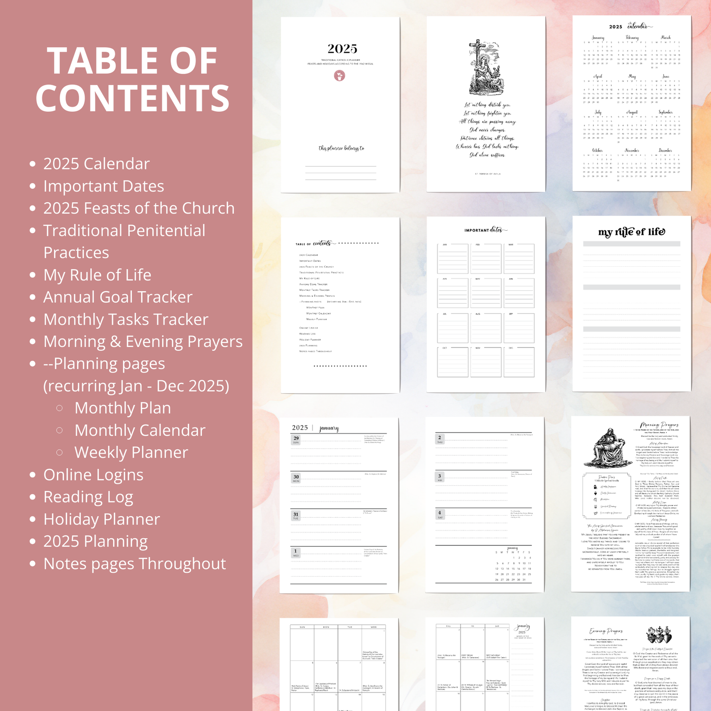 2025 Traditional Catholic Planner - Half Letter Size Printable PDF