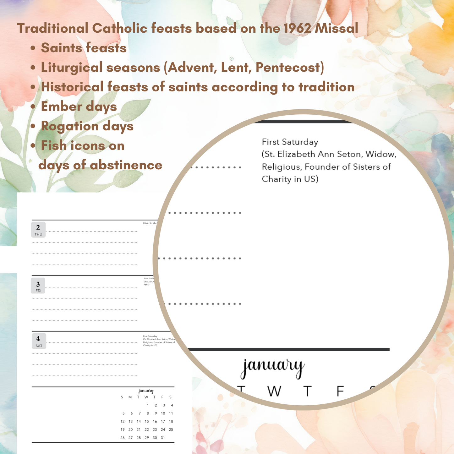 2025 Traditional Catholic Planner - Half Letter Size Printable PDF