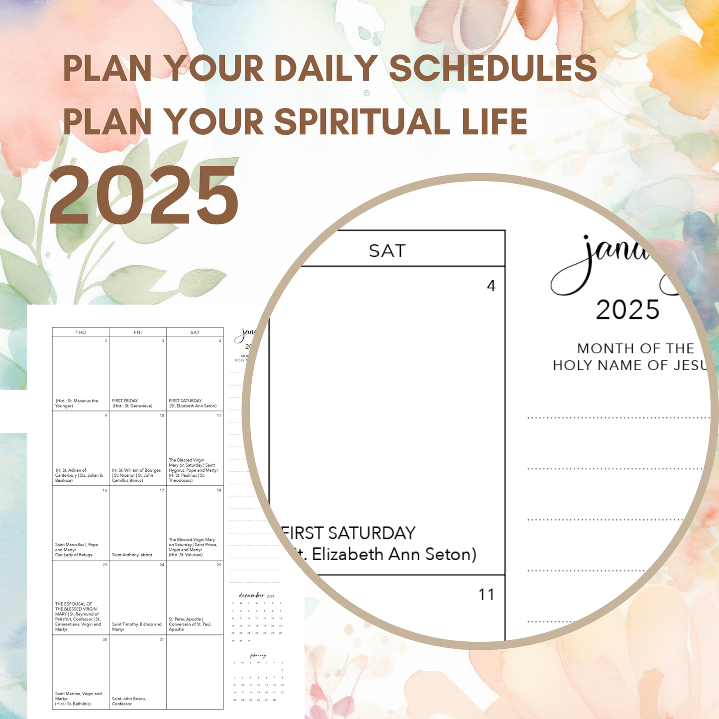 2025 Traditional Catholic Planner - Half Letter Size Printable PDF