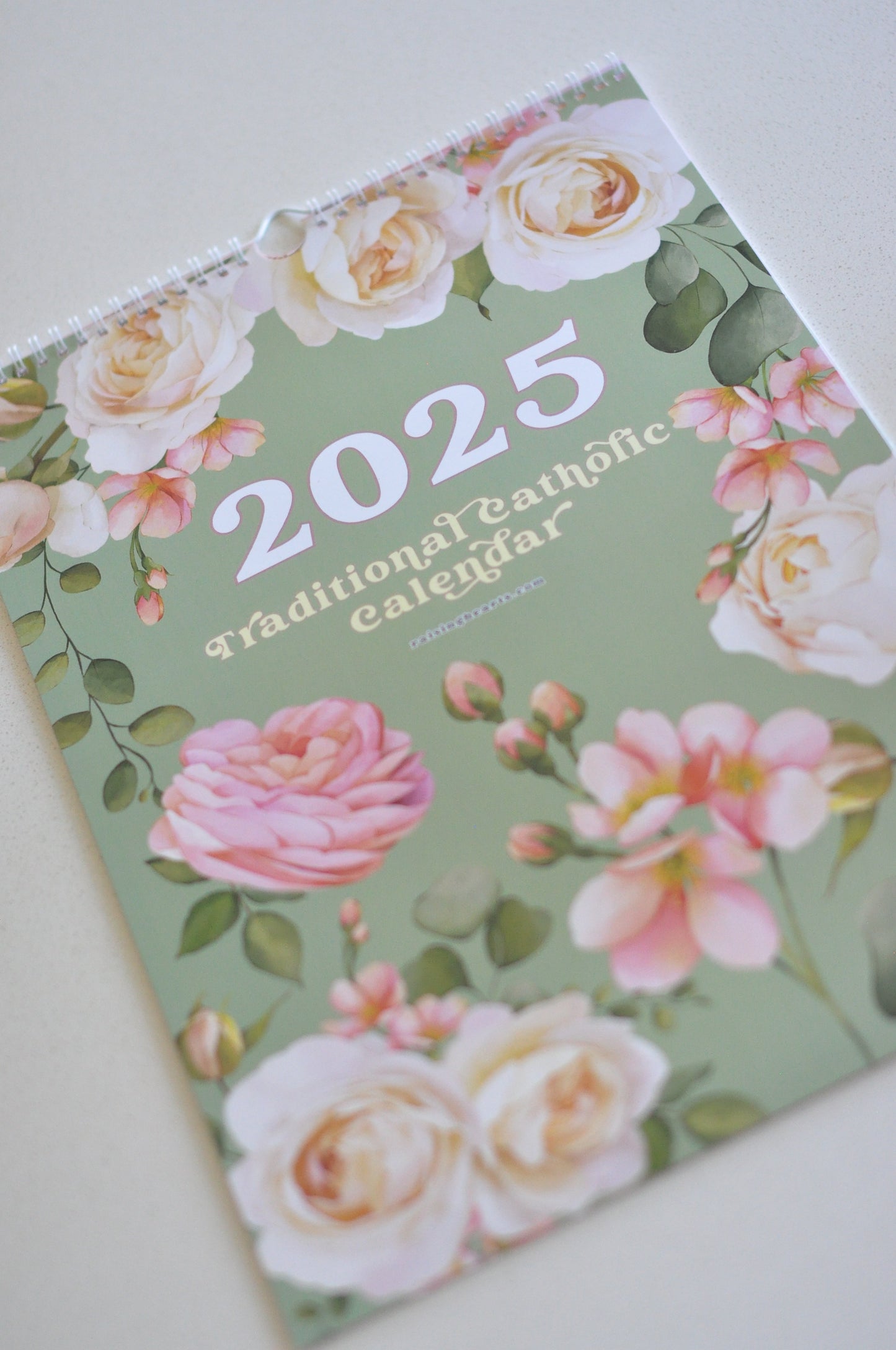 2025 Traditional Catholic Wall Calendar | Floral Design - Size: Tabloid or A3