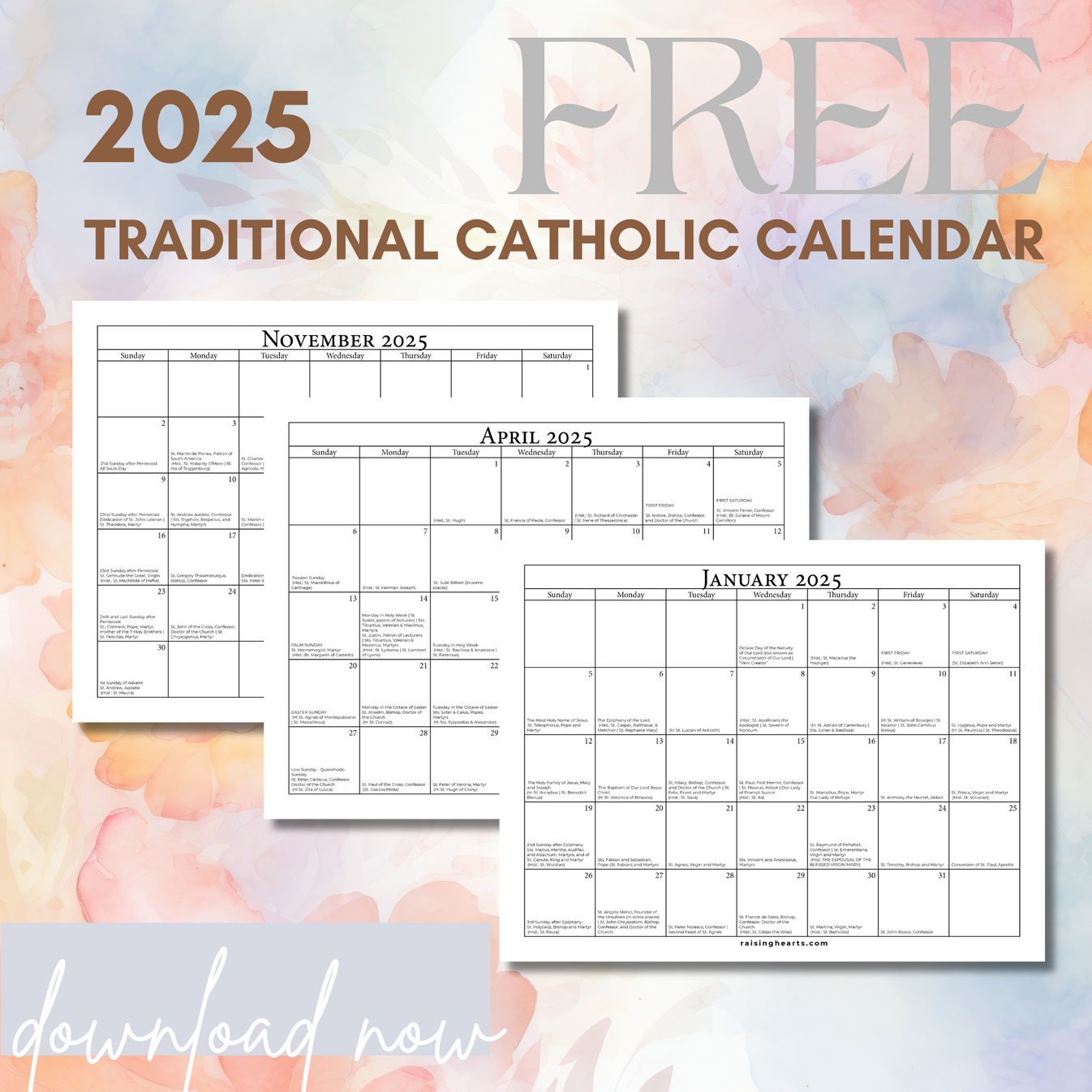 FREE Printable 2025 Traditional Catholic Calendar PDF Traditional