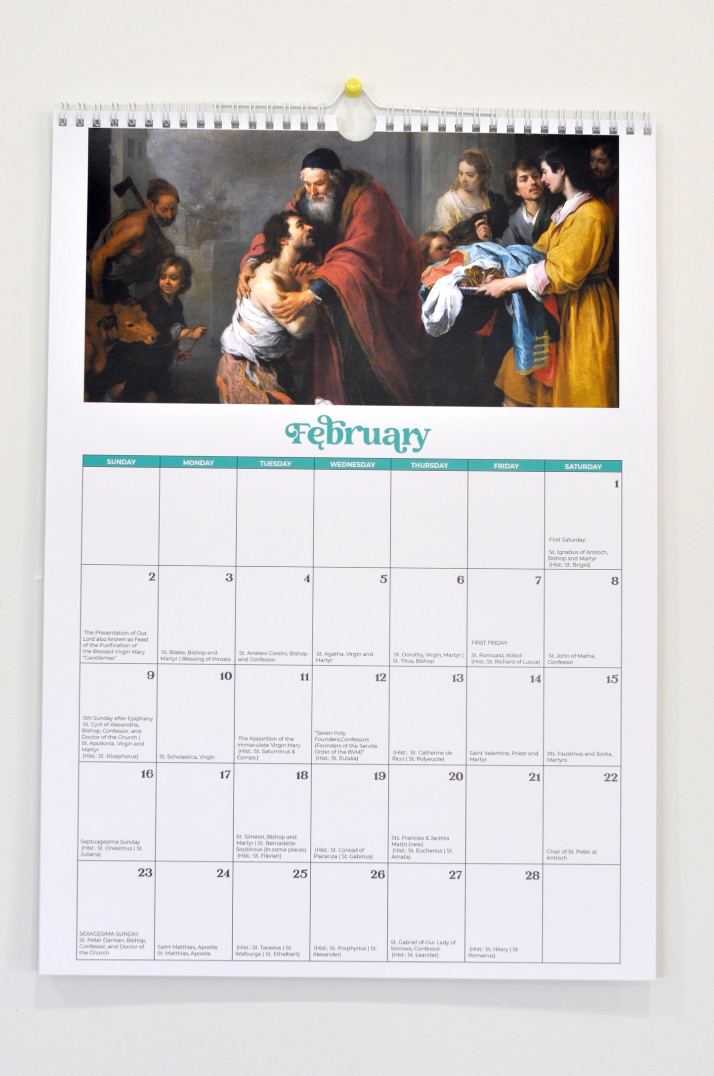 2025 Traditional Catholic Calendar | Religious Paintings | Size: Tabloid or A3