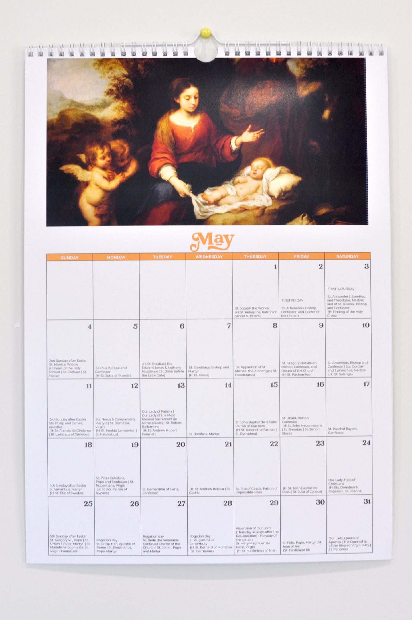 2025 Traditional Catholic Calendar | Religious Paintings | Size: Tabloid or A3