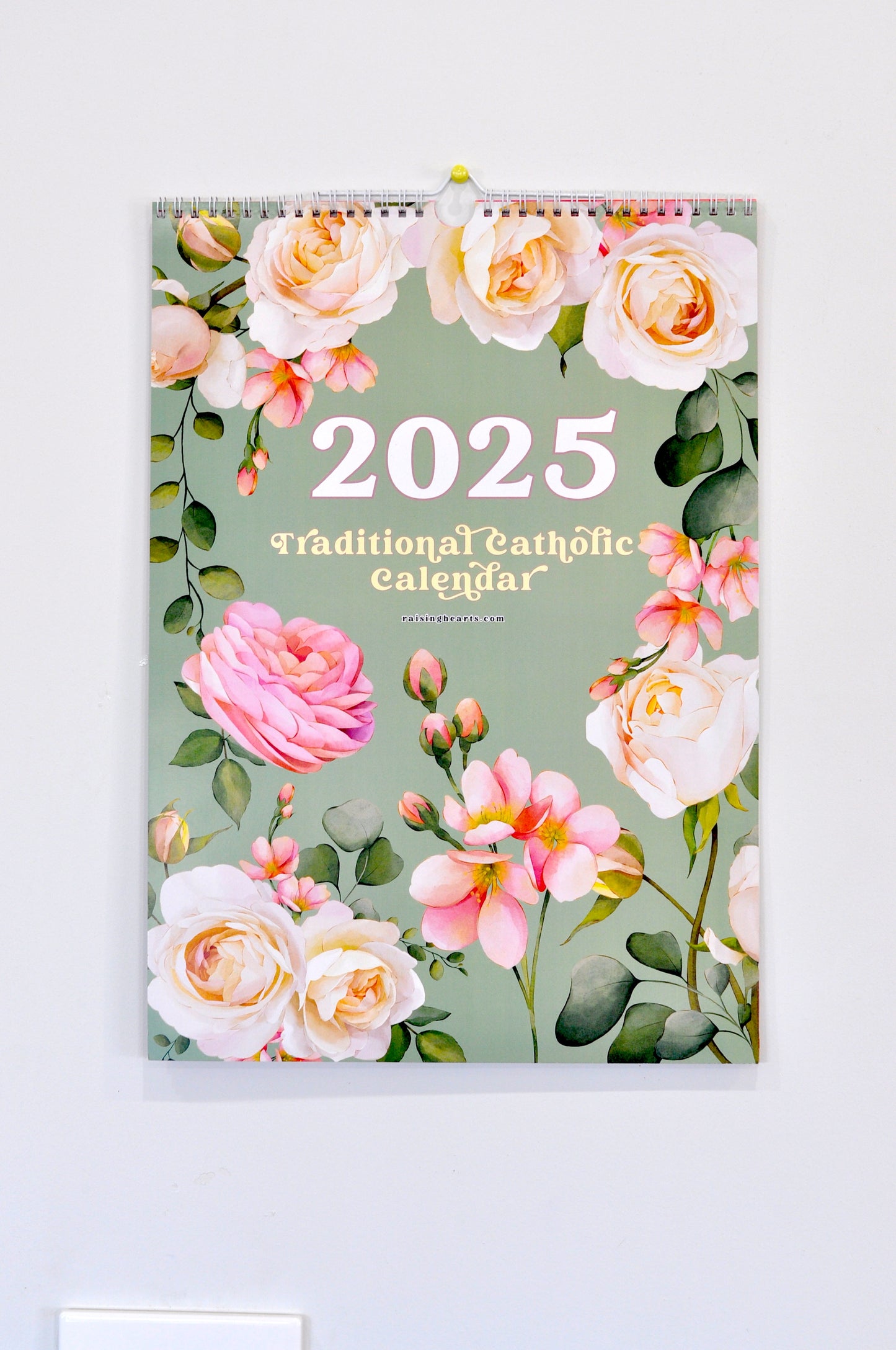 2025 Traditional Catholic Wall Calendar | Floral Design - Size: Tabloid or A3