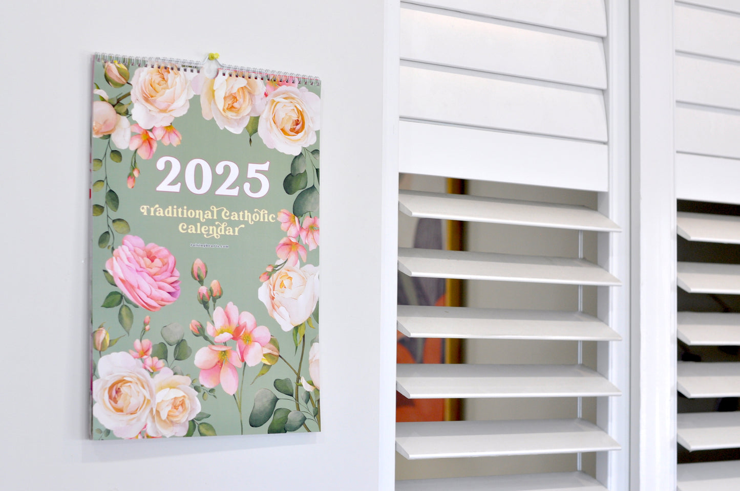 2025 Traditional Catholic Wall Calendar | Floral Design - Size: Tabloid or A3